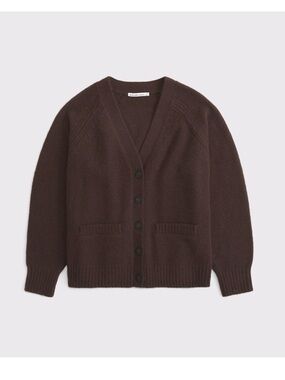 Abercrombie & Fitch Chocolate Brown Dad V‑Neck Button Cardigan